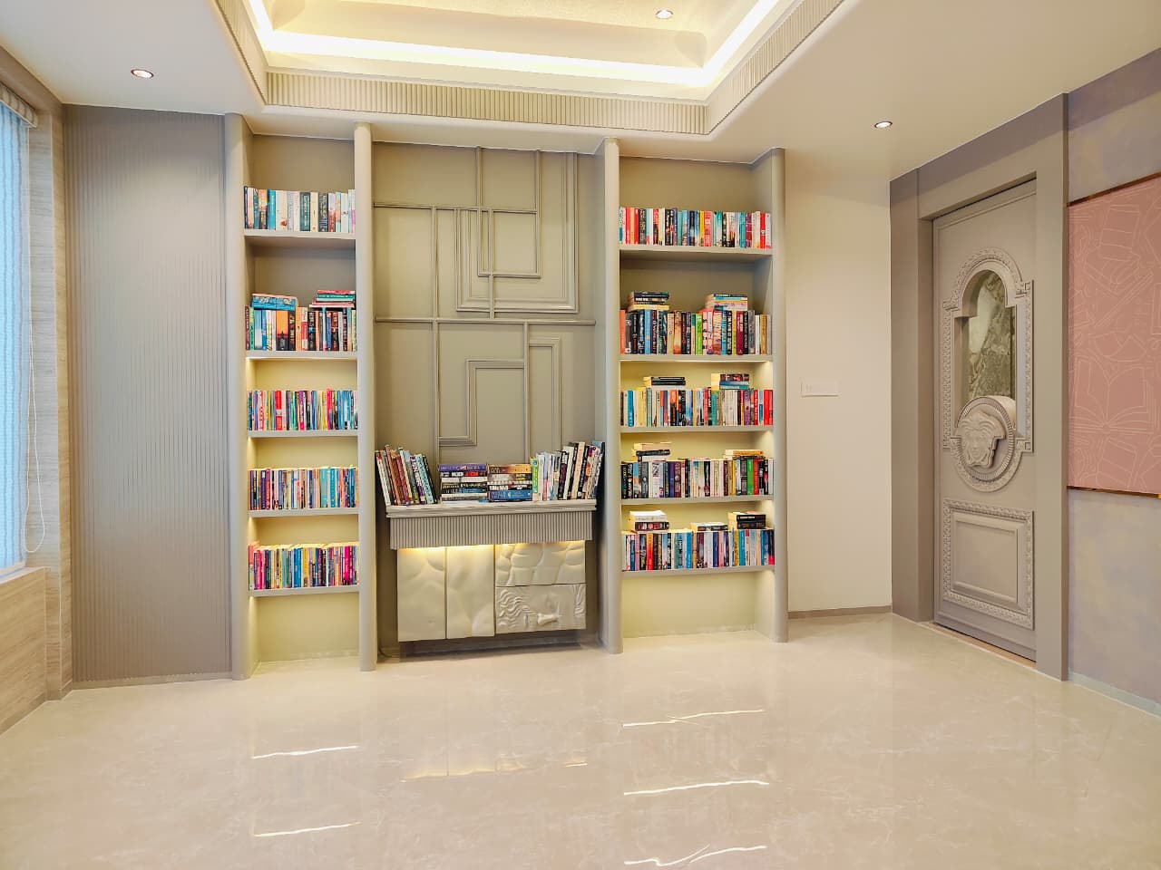 Luxury living room with cove lighting